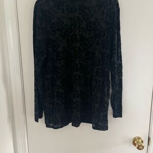 Torrid Whimsigoth Romantic Burnout Blouse 2X Flocked Mesh Mock Long Black Top